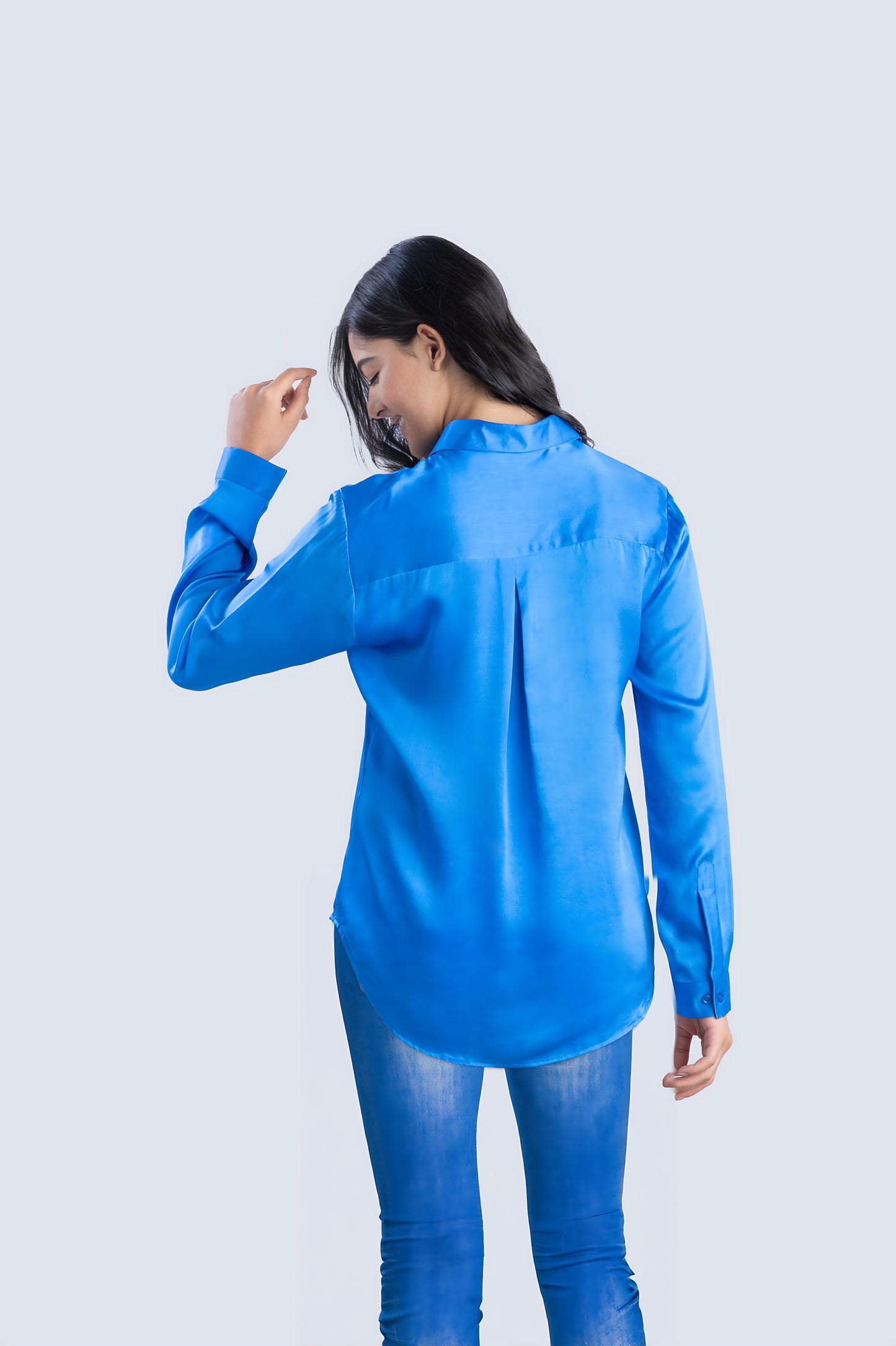 Pure Silk Royal Blue Shirt | 100% Mulberry Silk