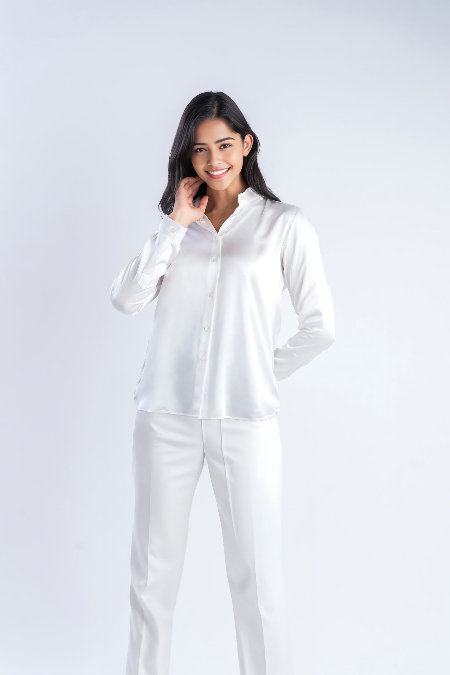 Pure Silk White Shirt | 100% Mulberry Silk