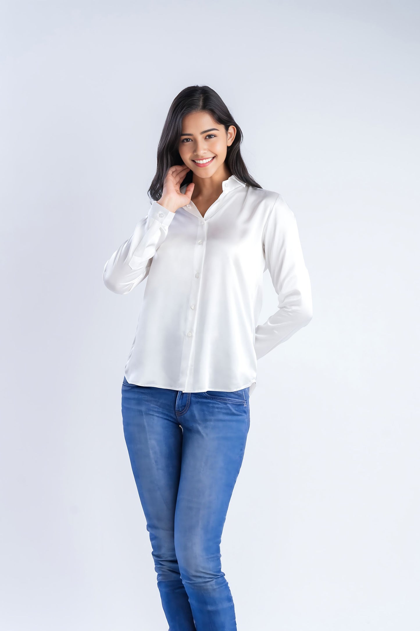 Pure Silk White Shirt | 100% Mulberry Silk
