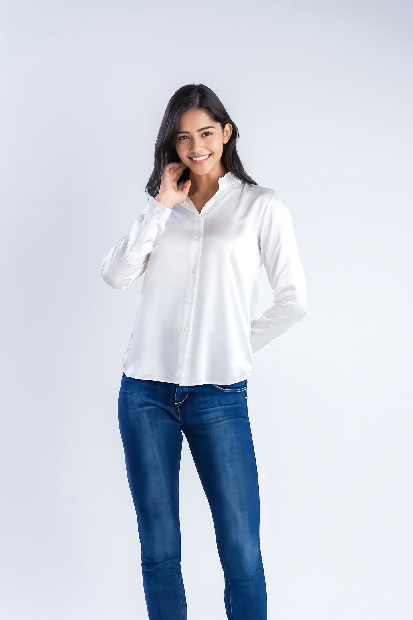 Pure Silk White Shirt | 100% Mulberry Silk