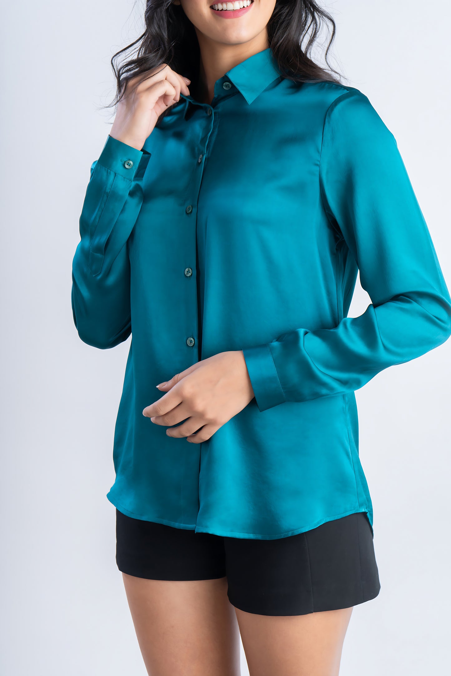 Pure Silk Emerald Green Shirt | 100% Mulberry Silk