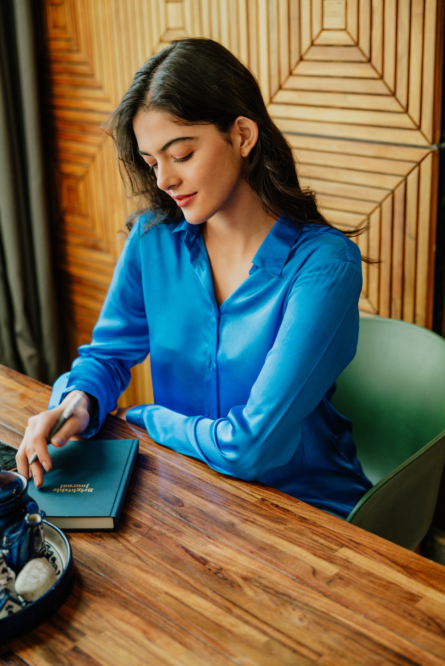Pure Silk Royal Blue Shirt | 100% Mulberry Silk