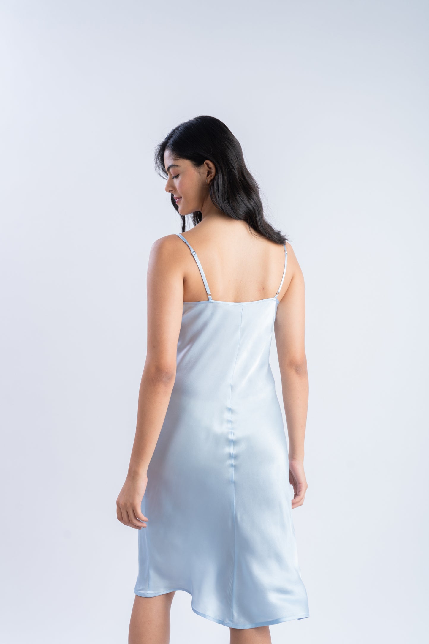 Pure Silk Powder Blue Midi | 100% Mulberry Silk