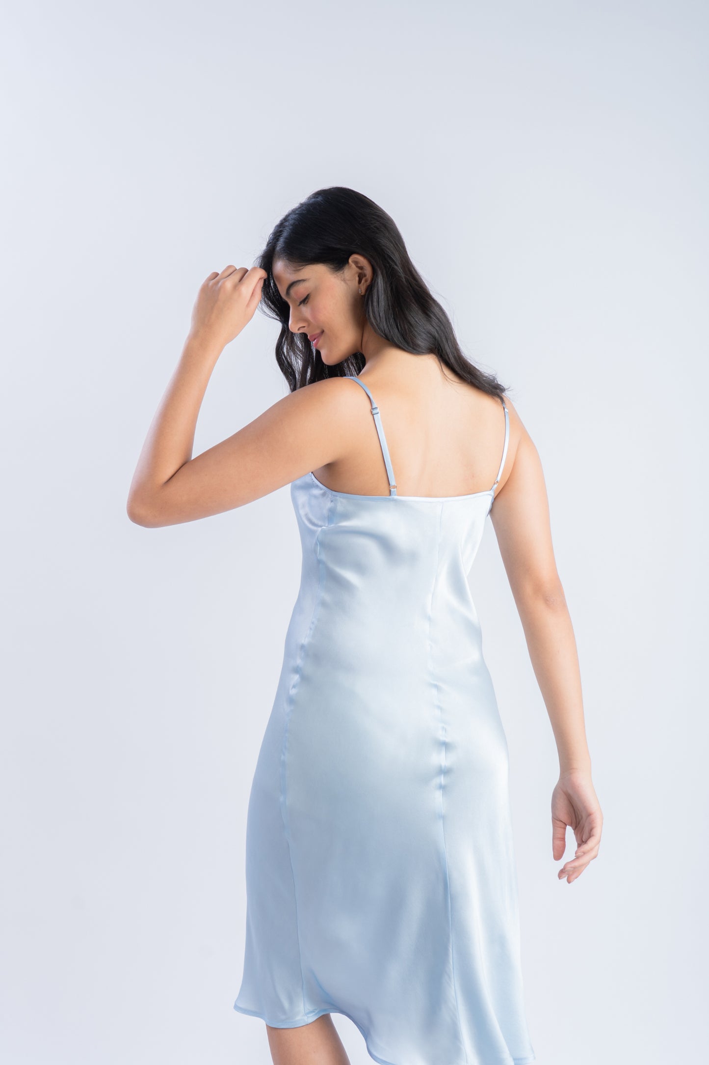 Pure Silk Powder Blue Midi | 100% Mulberry Silk