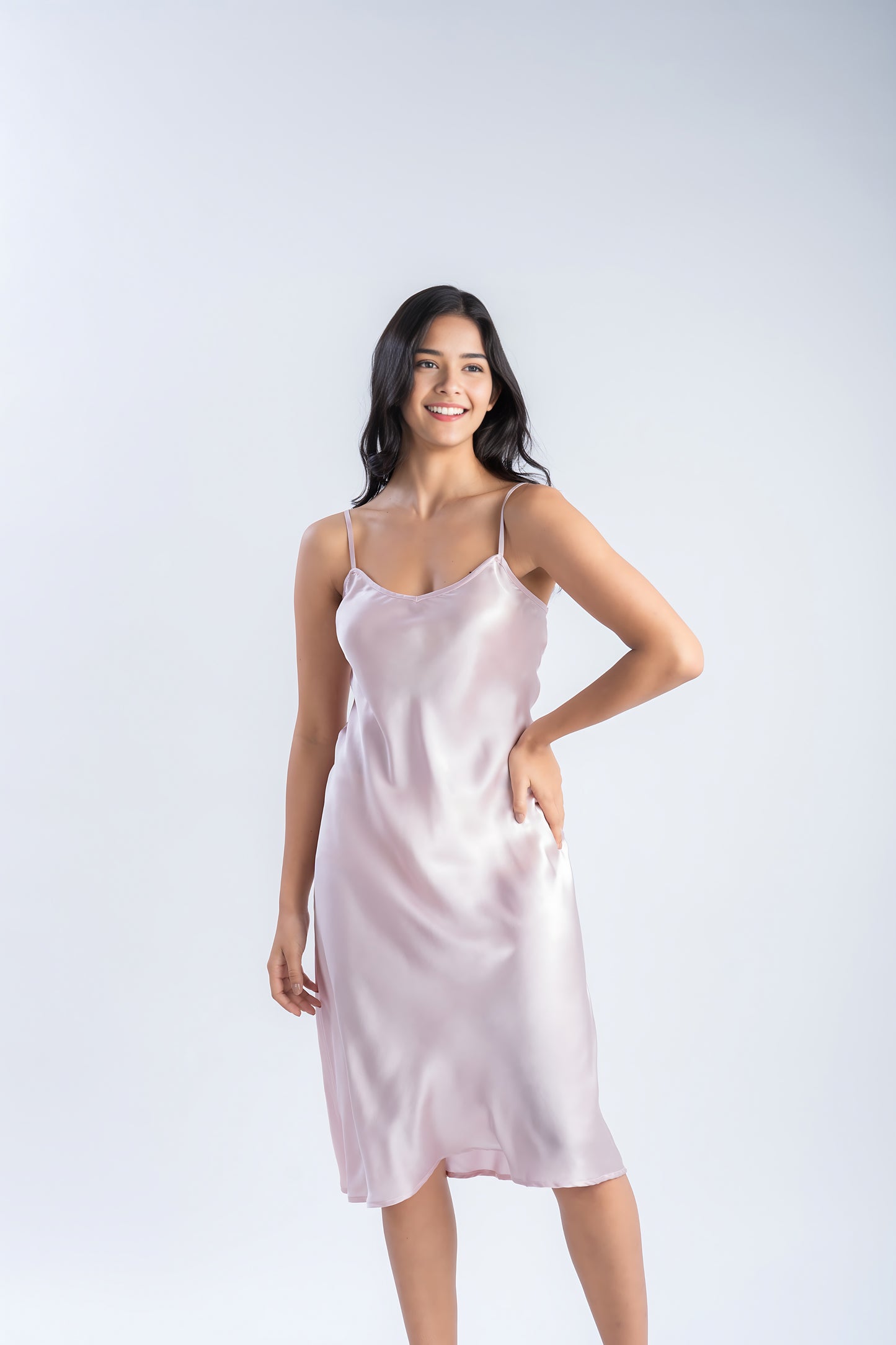 Pure Silk Rose Pink Midi | 100% Mulberry Silk
