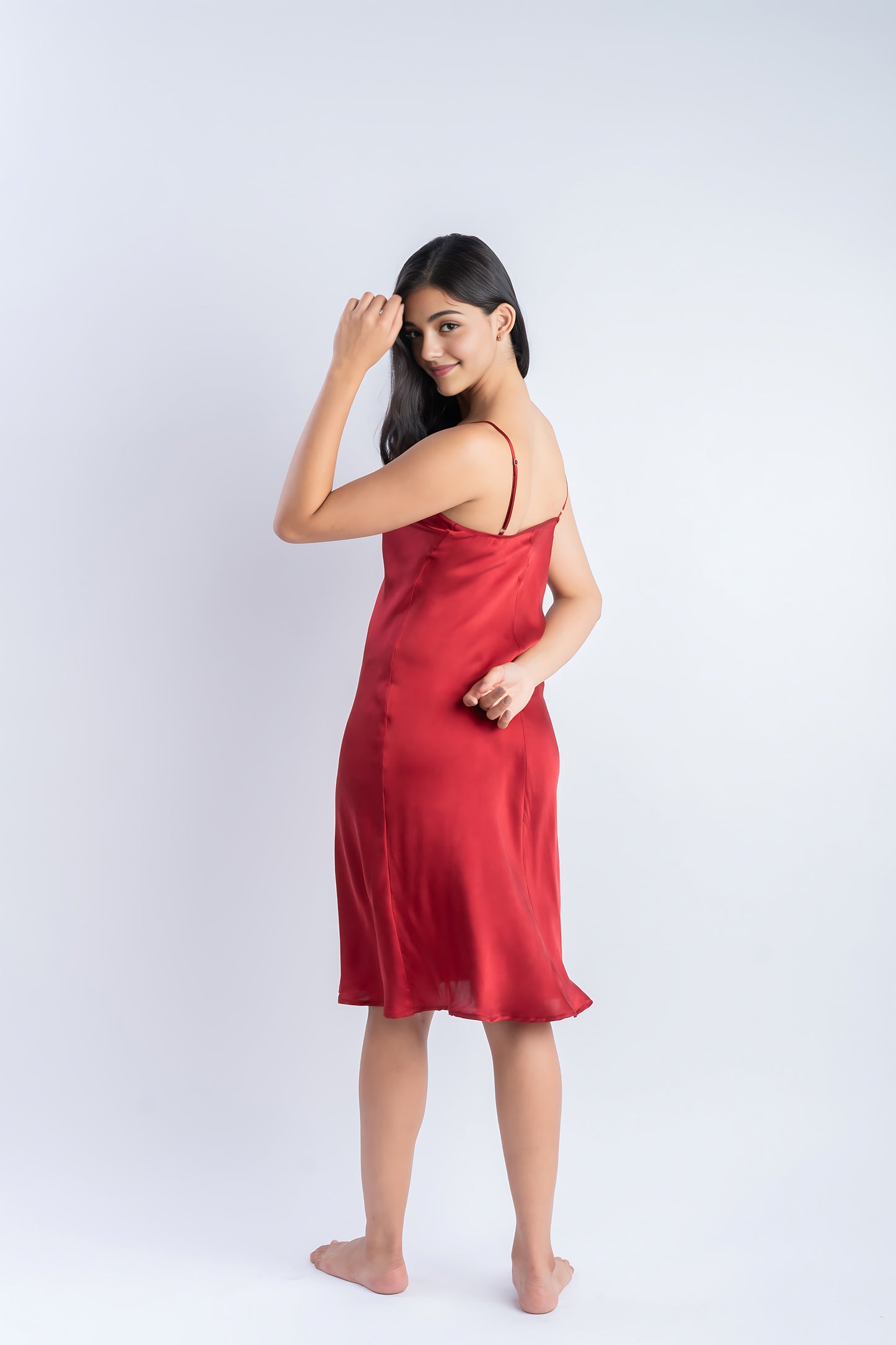 Pure Silk Ruby Red Midi | 100% Mulberry Silk