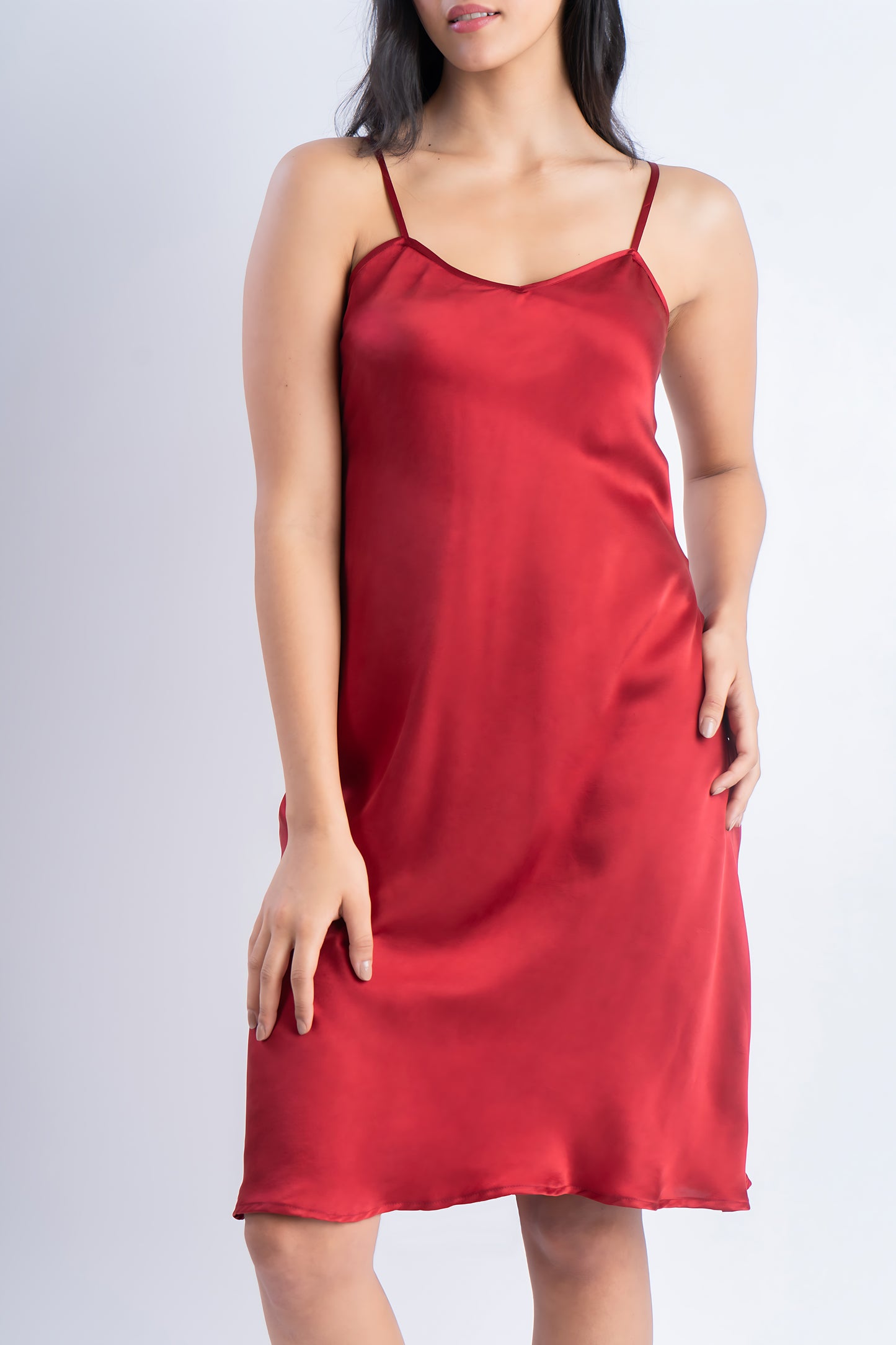 Pure Silk Ruby Red Midi | 100% Mulberry Silk