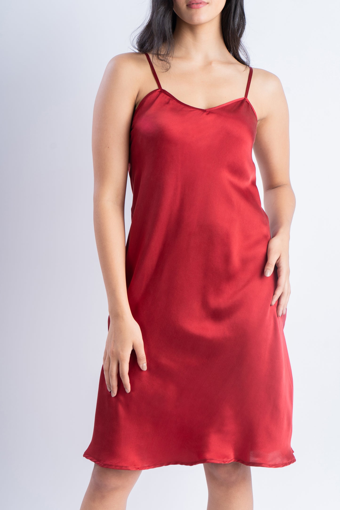 Pure Silk Ruby Red Midi | 100% Mulberry Silk
