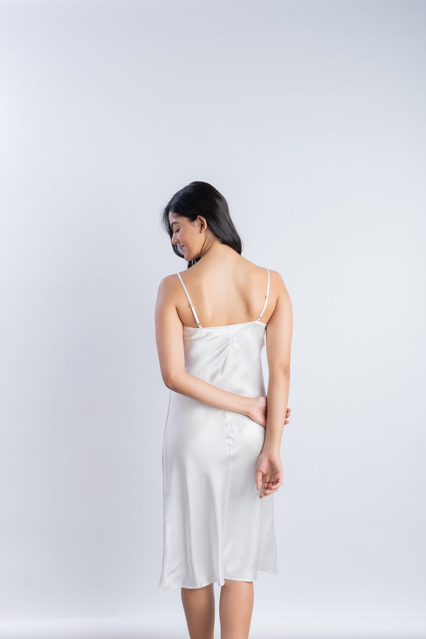 Pure Silk White Midi | 100% Mulberry Silk