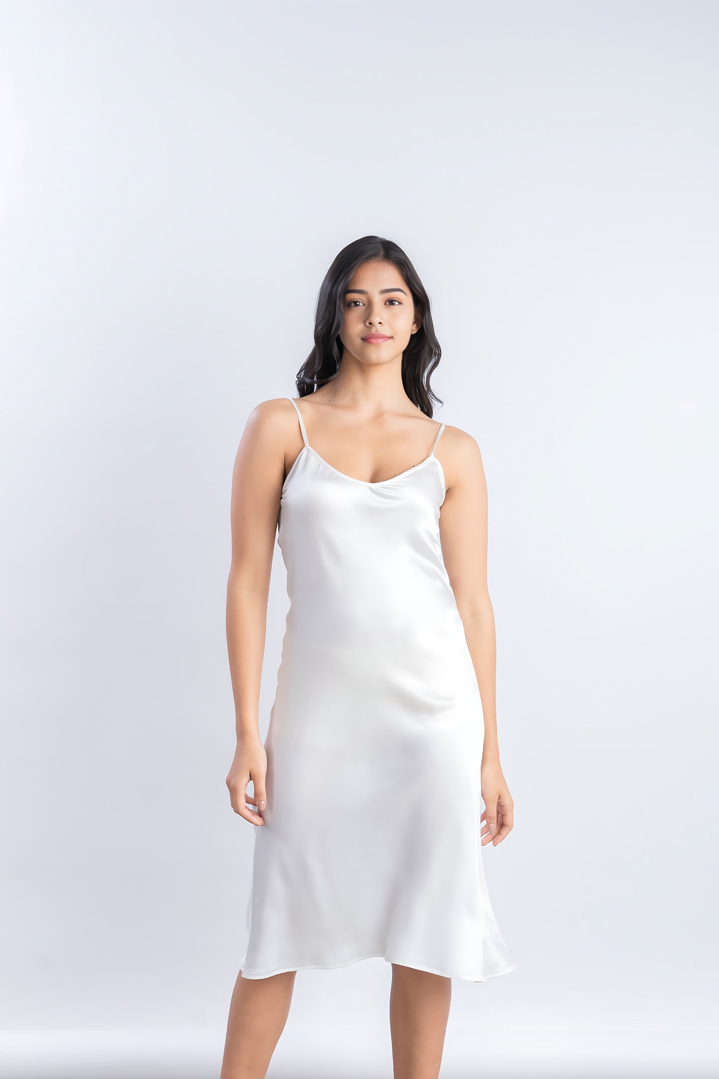 Pure Silk White Midi | 100% Mulberry Silk