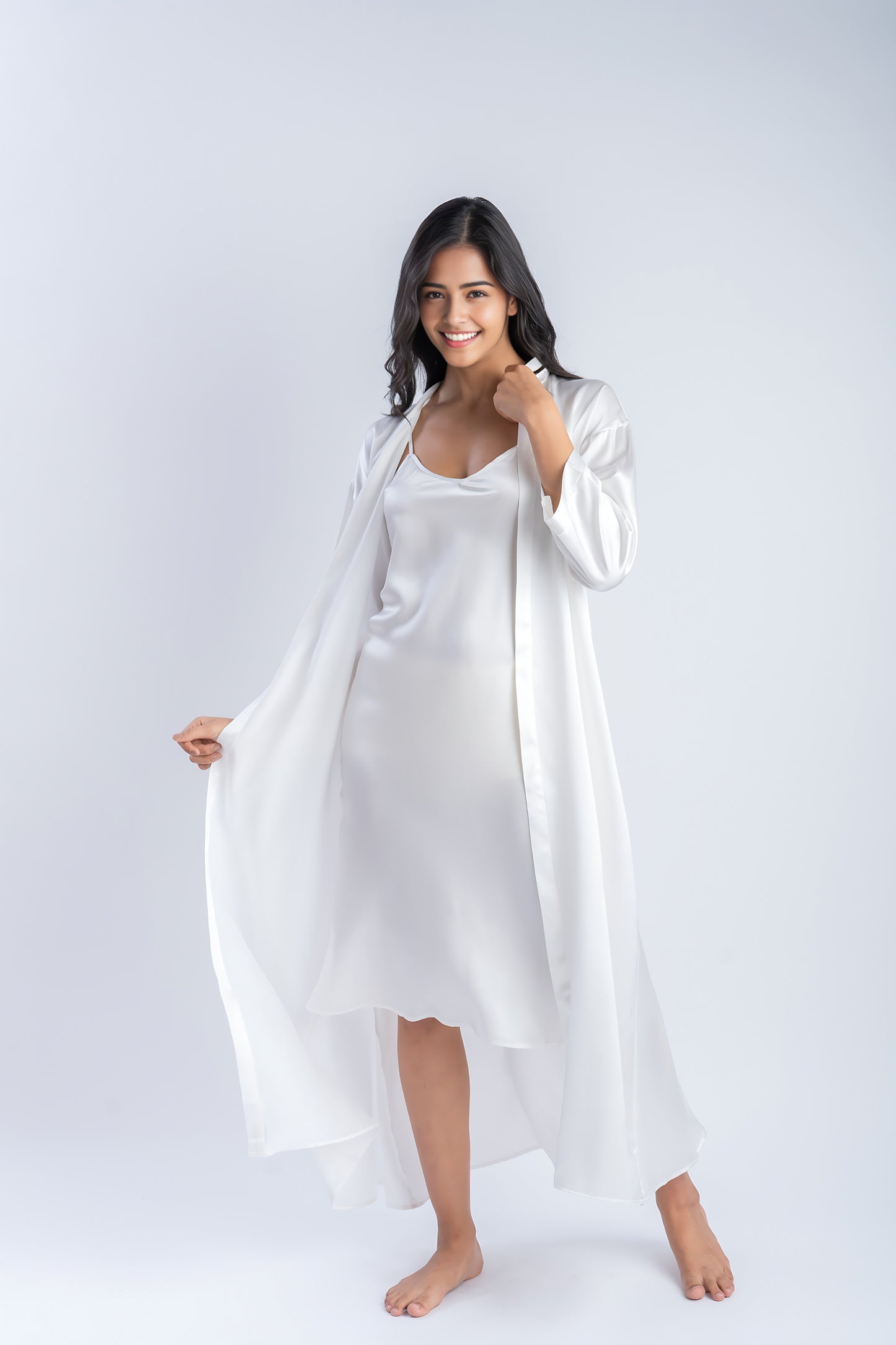 Pure Silk White Midi | 100% Mulberry Silk
