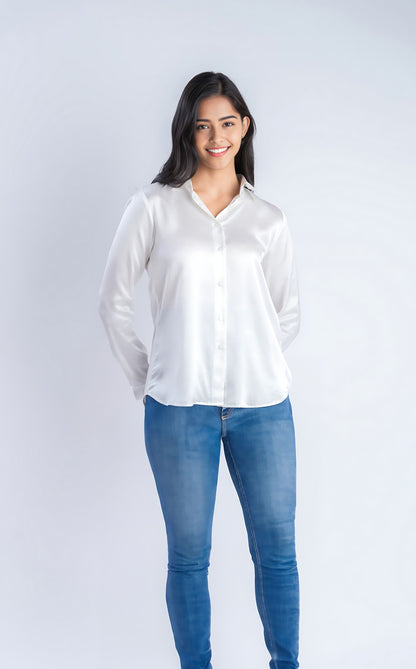 White Silk Shirt | 100% Pure Mulberry Silk