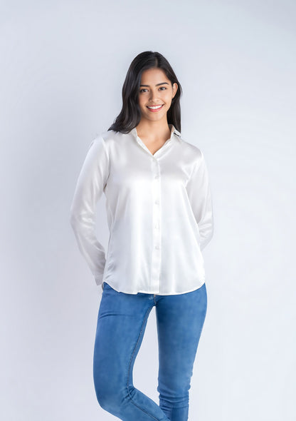 White Silk Shirt | 100% Pure Mulberry Silk