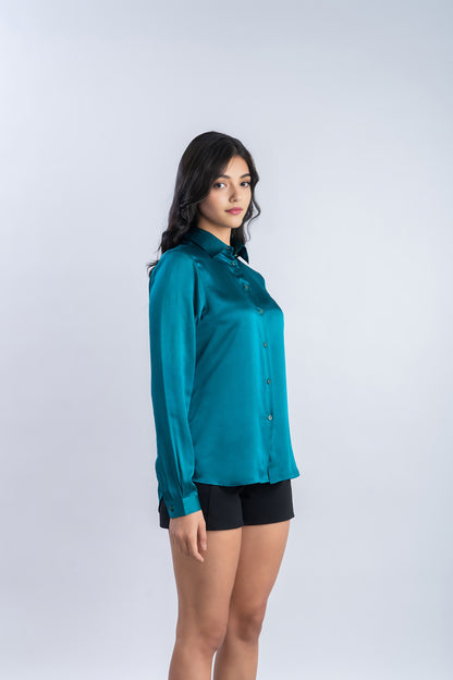 Emerald Green Silk Shirt | 100% Pure Mulberry Silk