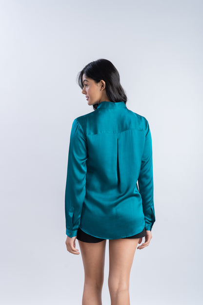 Emerald Green Silk Shirt | 100% Pure Mulberry Silk