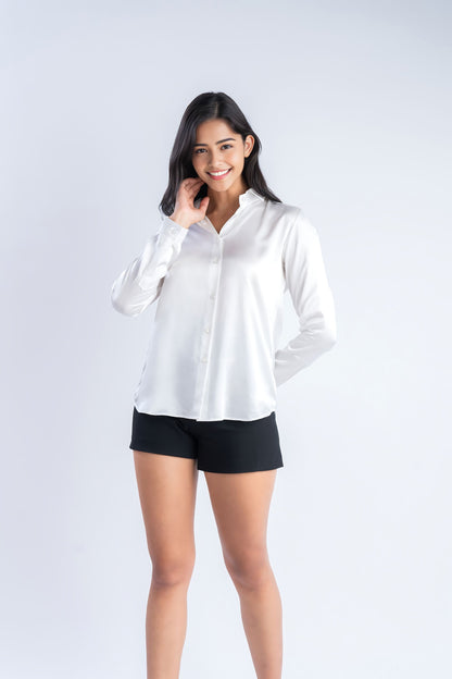 White Silk Shirt | 100% Pure Mulberry Silk