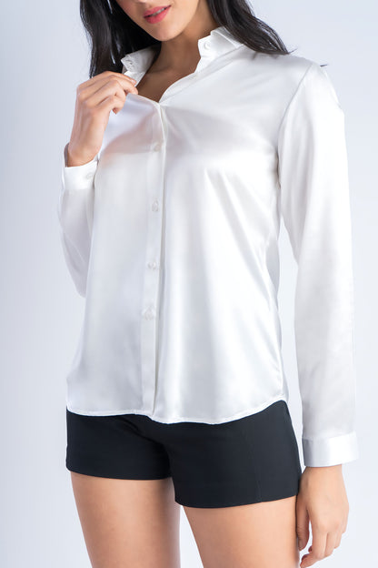 White Silk Shirt | 100% Pure Mulberry Silk