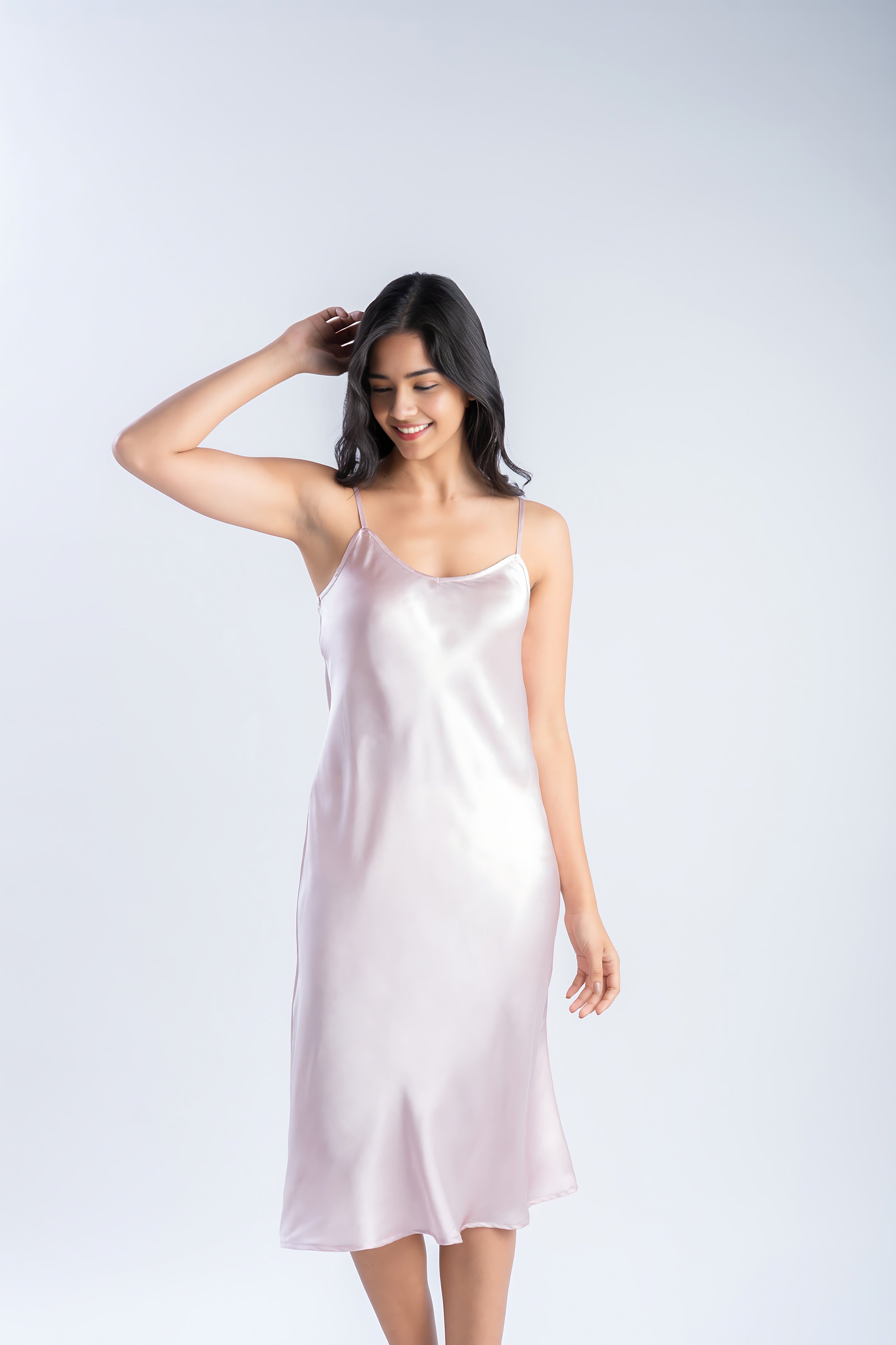 Rose pink hot sale silk dress