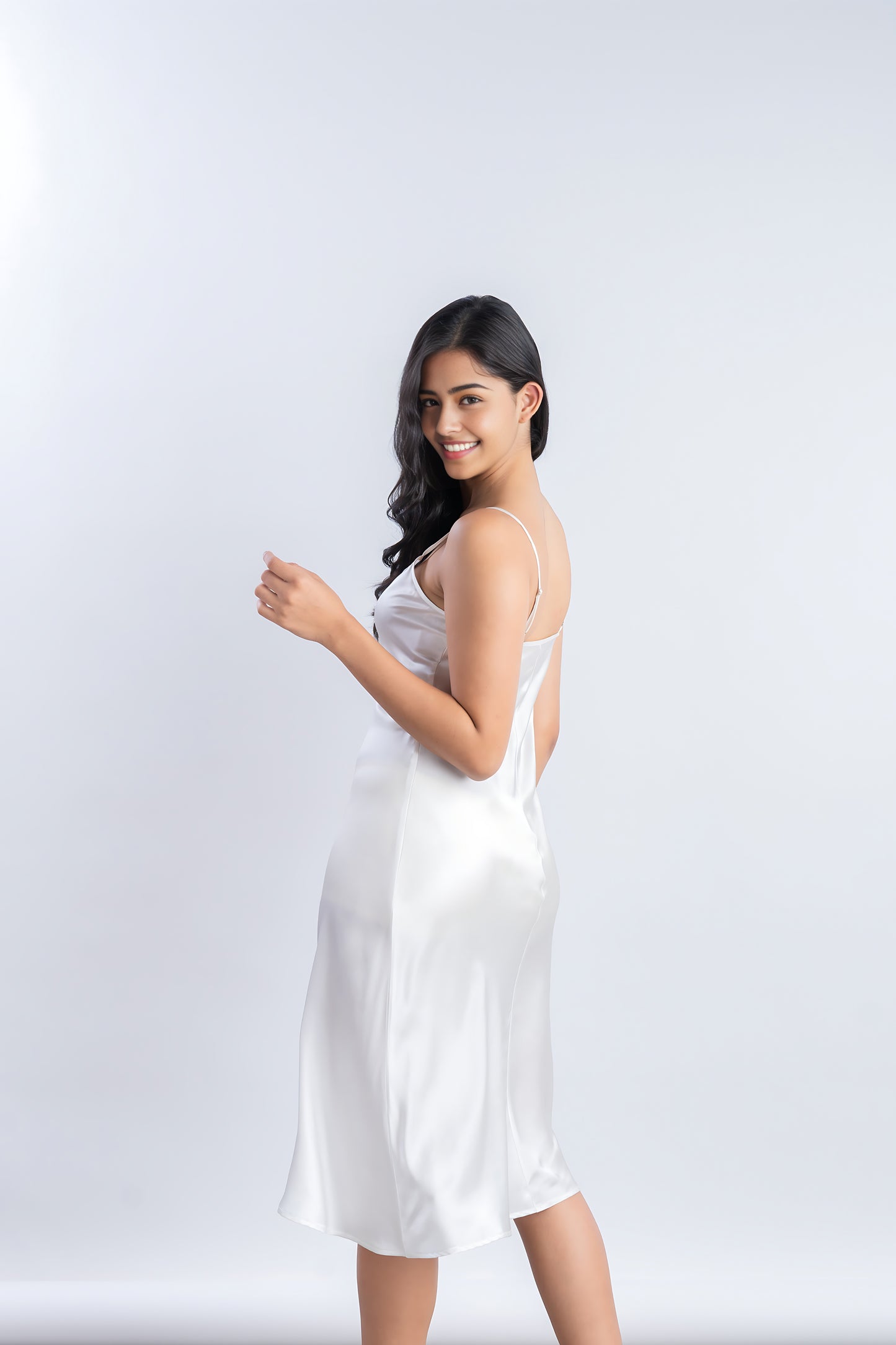 White Silk Midi | 100% Pure Mulberry Silk