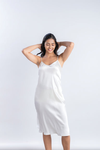 White Silk Midi | 100% Pure Mulberry Silk