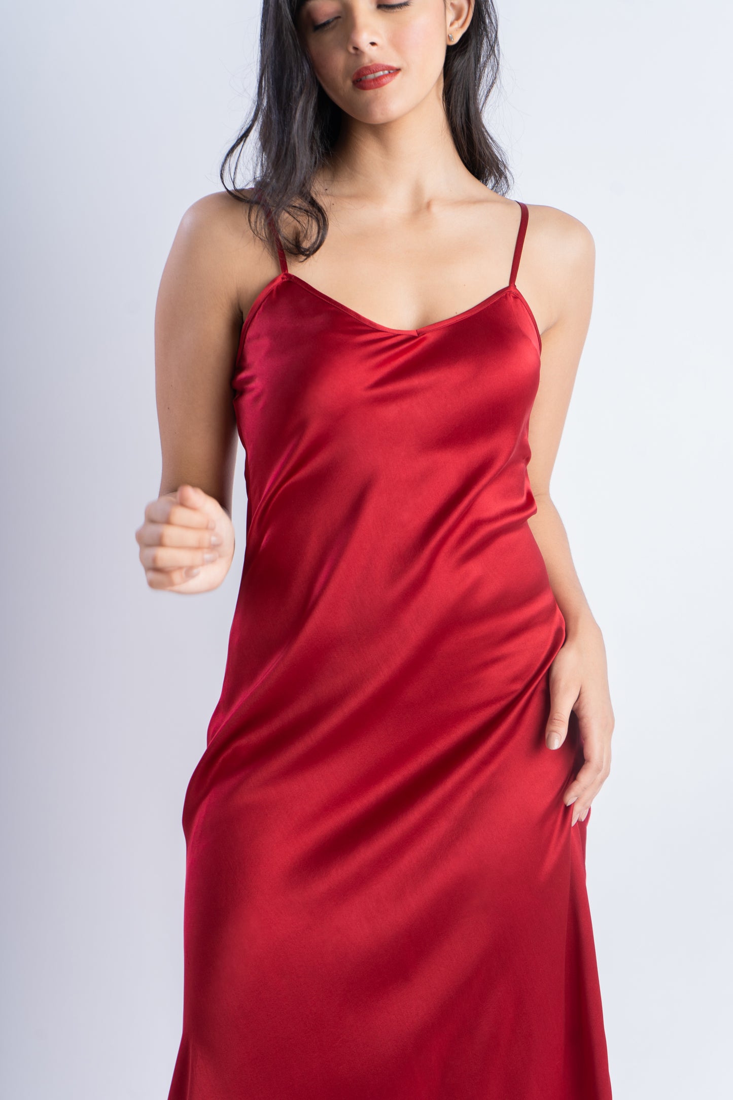 Ruby Red Long Silk Dress | 100% Pure Mulberry Silk