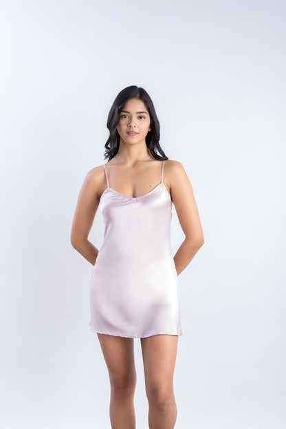 Rose Pink Silk Short Dress | 100% Pure Mulberry Silk