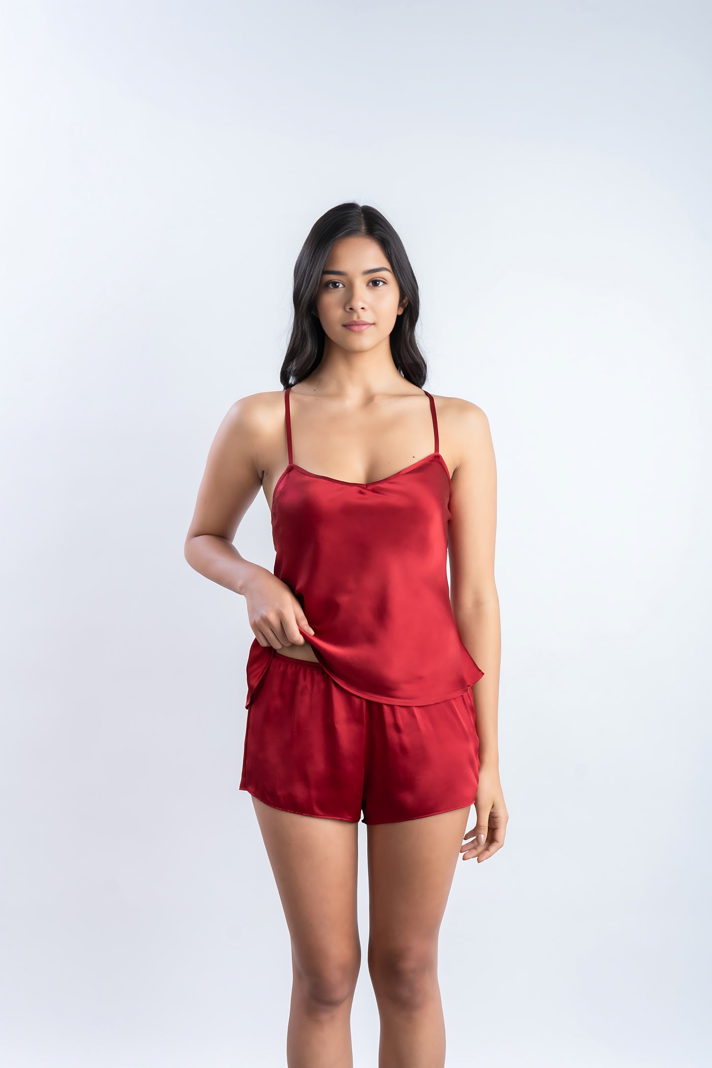 Ruby Red Silk Co-Ord Set | 100% Pure Mulberry Silk