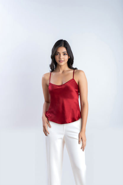 Ruby Red Silk Top | 100% Pure Mulberry Silk