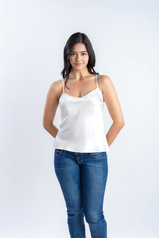 White Silk Top | 100% Pure Mulberry Silk