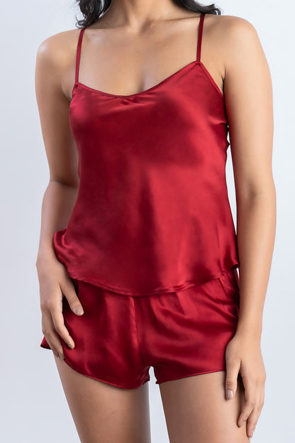 Ruby Red Silk Co-Ord Set | 100% Pure Mulberry Silk